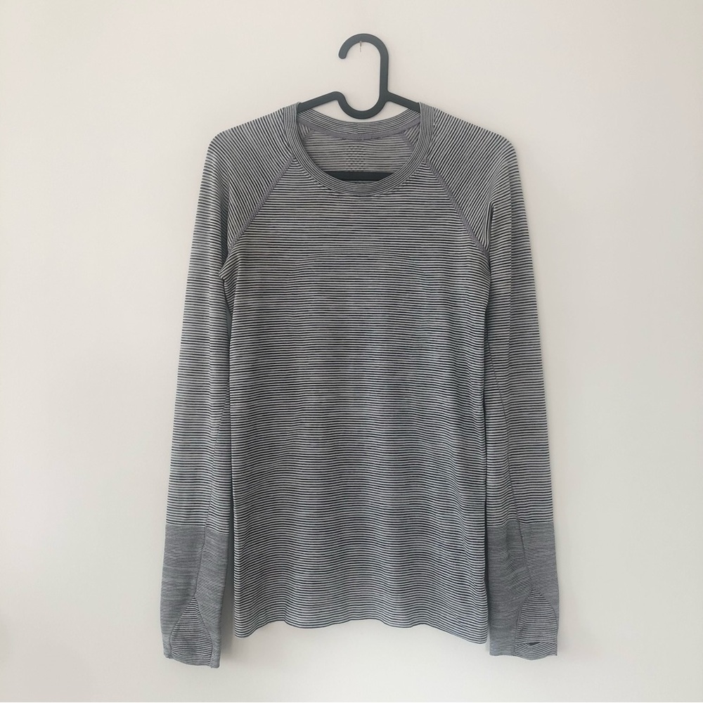 Lululemon Swiftly Tech 2.0 Long Sleeve Athletic Tee Grey Striped Size 4